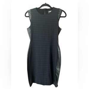 La Pina By David Helwani black mini dress with leather insets